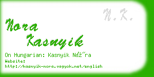 nora kasnyik business card